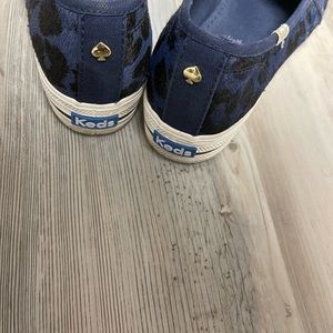 Keds blue and black leopard shoes with a platform
